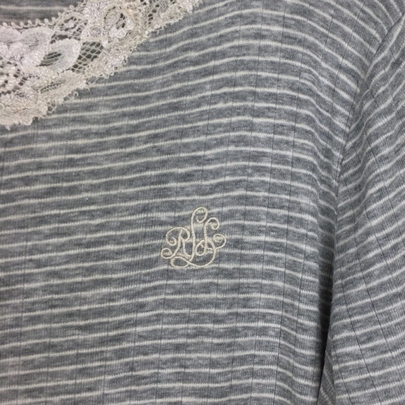 LAUREN RALPH LAUREN Cardigan Top Button Up Stripe Long Sleeve Ribbed Lace Small - Picture 3 of 11